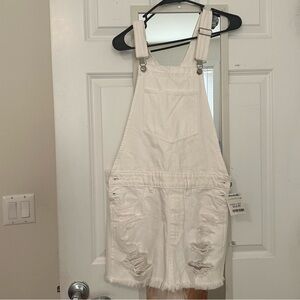 White overall denim dress​​​